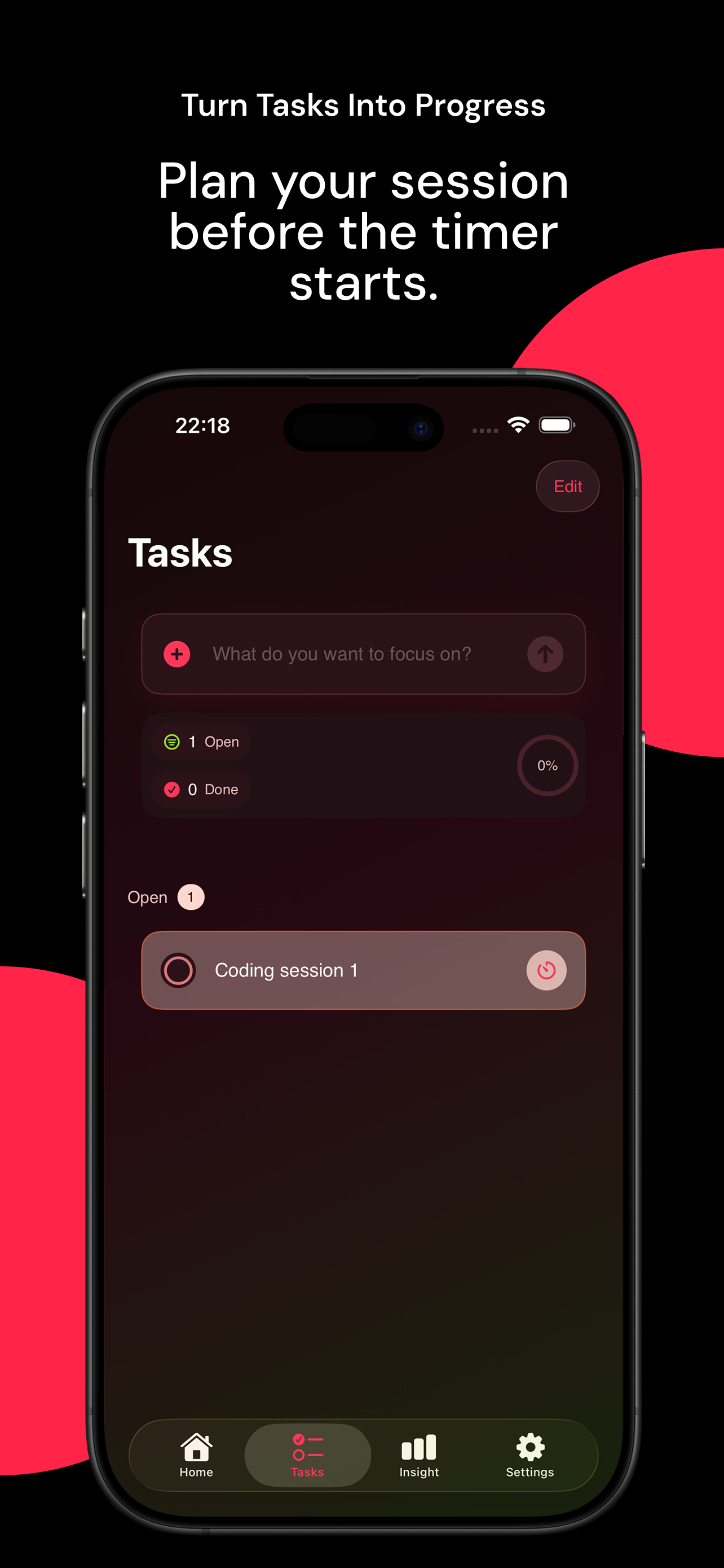 Task planning screenshot